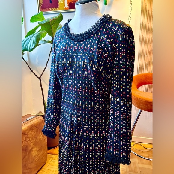60s/70s Rainbow Boucle Knit Dress - Picture 2 of 8